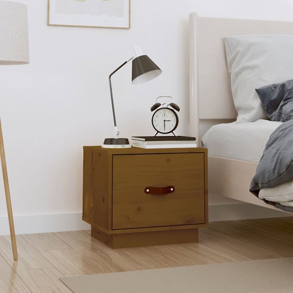 vidaXL Szafka nocna, μπεζ καφέ, 40x34x35 εκ, μασίφ πεύκο