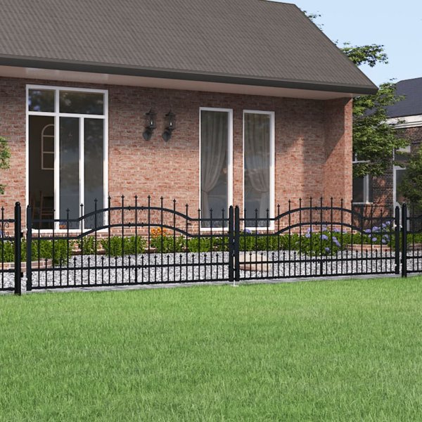vidaXL vidaXL Brama z grotami, czarna, 406x120 cm, malowana proszkowo stal
