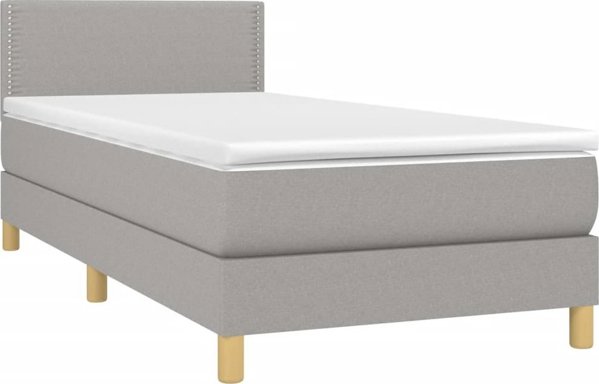vidaXL Κρεβάτι continental με στρώμα, ανοιχτό γκρι, 100x200 εκ., ύφασμα