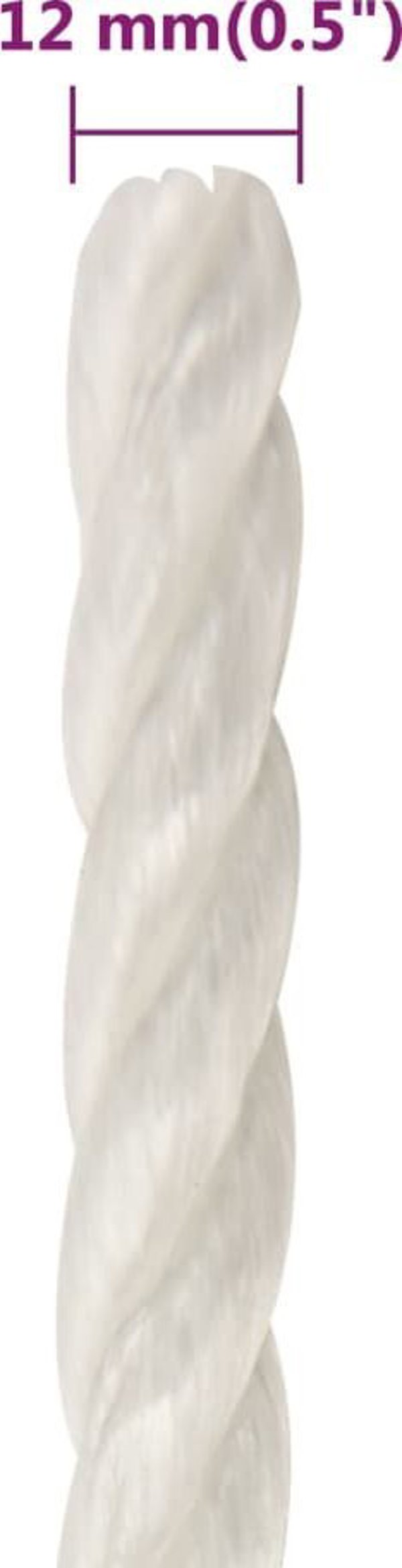 vidaXL Σχοινί εργασίας, λευκό, 12 mm, 100 μ, πολυπροπυλένιο