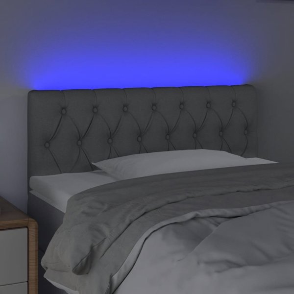 vidaXL Προσκέφαλο κρεβατιού με LED, ανοιχτό γκρι, 90x7x78/88 εκ., ύφασμα