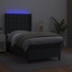 vidaXL Lozko kontynentalne z materacem i LED czarna ekoskora 90x190 cm