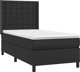 vidaXL Lozko kontynentalne z materacem i LED czarna ekoskora 90x190 cm