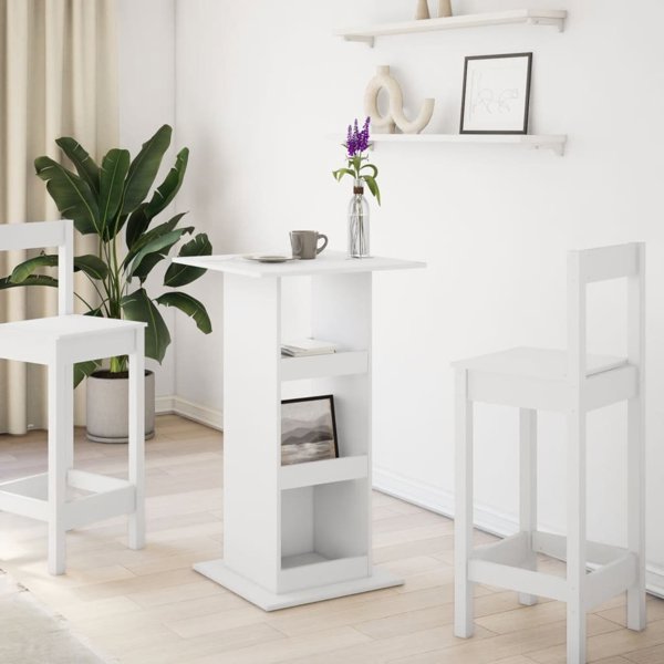 vidaXL Λευκό μπαρ τραπεζάκι με ράφια 60x60x102 cm