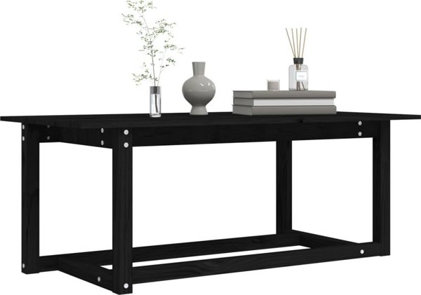 vidaXL Stolik kawowy, czarny, 110x55x45 cm, lite drewno sosnowe