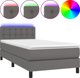 vidaXL Λουζκο kontynentalne με στρώμα και LED, γκρι δερματίνη, 100x200 εκ.
