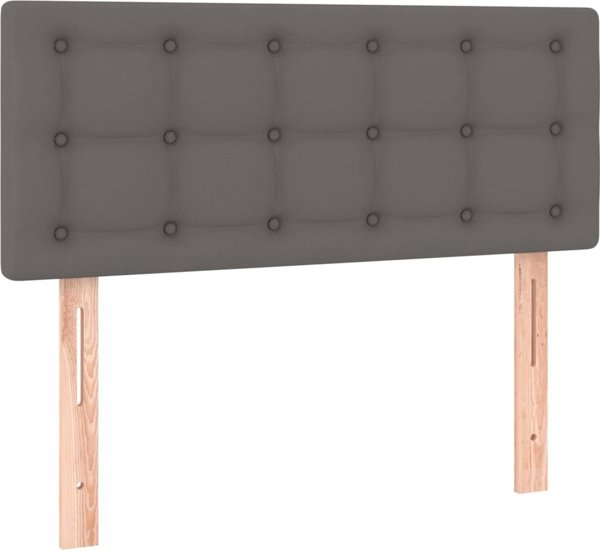 vidaXL Λουζκο kontynentalne με στρώμα και LED, γκρι δερματίνη, 100x200 εκ.