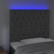 vidaXL Zaglowek do lozka z LED, ciemnoszary, 90x7x118/128 cm, aksamit