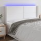 vidaXL Zaglowek do lozka z LED, bialy, 203x16x118/128cm, sztuczna skora