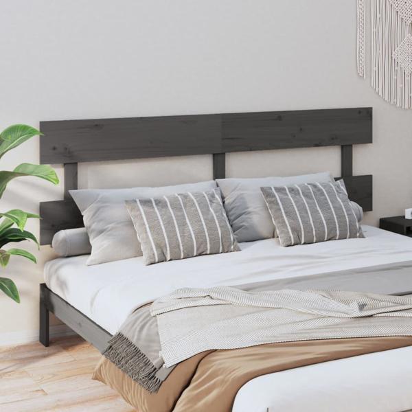 vidaXL Κεφαλάρι κρεβατιού, γκρι, 204x3x81 cm, ελαφρύ ξύλο πεύκου