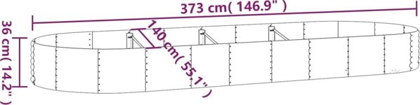 vidaXL vidaXL Donica ogrodowa, malowana proszkowo stal, 373x140x36 cm srebrna