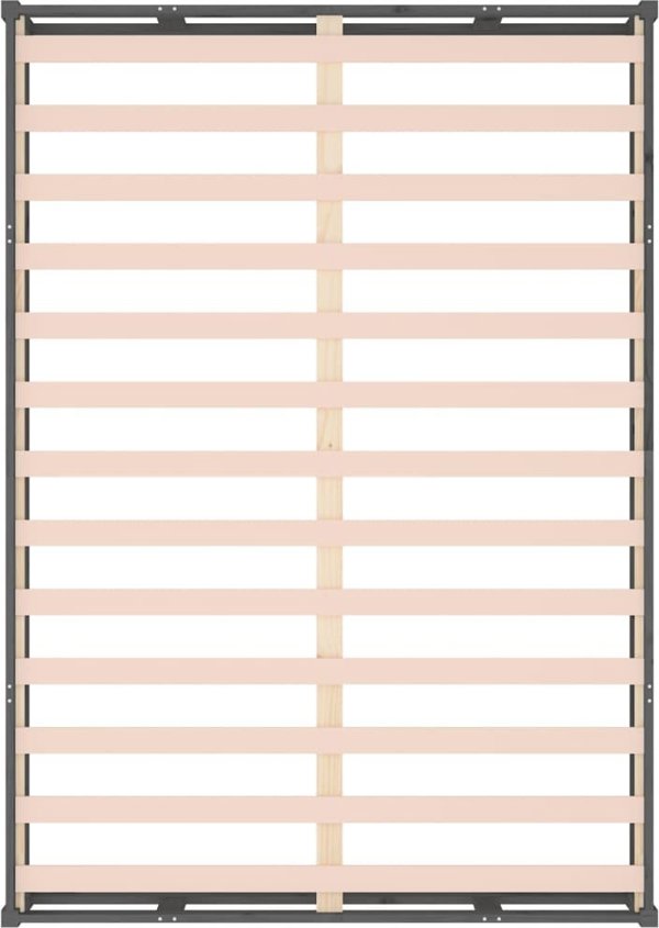 vidaXL Rama κρεβατιού, γκρι, 150x200 cm, King Size, μασίφ ξύλο