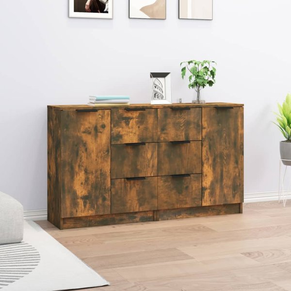 vidaXL Σετ 2 συρταριέρες σε χρώμα καπνιστό δρυς 60x30x70 cm