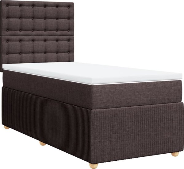 vidaXL Κρεβάτι Continental με στρώμα, καφέ ύφασμα, 80x200 cm