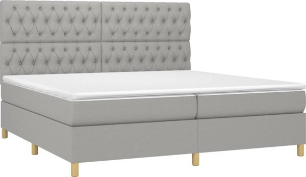 vidaXL Κρεβάτι Continental με στρώμα, ανοιχτό γκρι, 200x200 εκ, ύφασμα