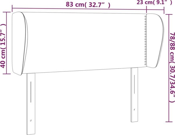 vidaXL Zaglowek uszak, jasnoszary, 83x23x78/88 cm, aksamitos