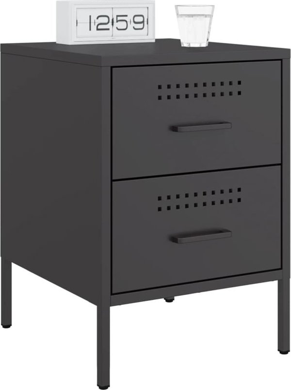 vidaXL Szafka nocna, czarna, 36x39x50,5 cm, stal