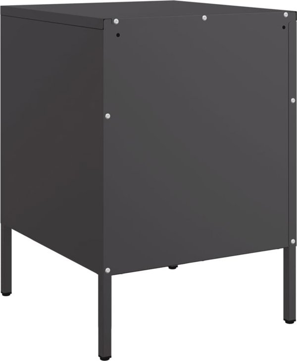 vidaXL Szafka nocna, czarna, 36x39x50,5 cm, stal