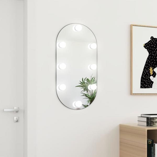 vidaXL Καθρέφτης με LED φωτισμό, γυάλινος οβάλ, 80x40 cm