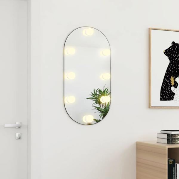 vidaXL Καθρέφτης με LED φωτισμό, γυάλινος οβάλ, 80x40 cm