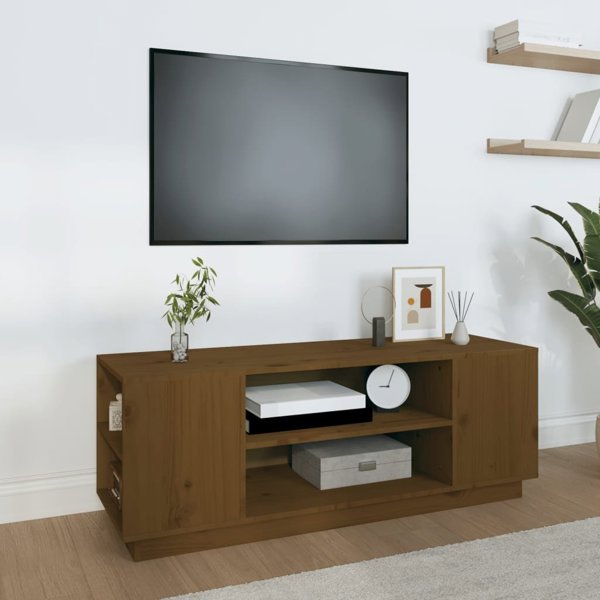 vidaXL Μονάδα για τηλεόραση μελι-καφέ 110x35x40,5 εκ. από μασίφ πευκοξύλο
