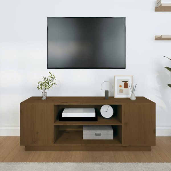 vidaXL Μονάδα για τηλεόραση μελι-καφέ 110x35x40,5 εκ. από μασίφ πευκοξύλο
