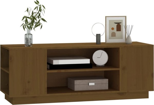 vidaXL Μονάδα για τηλεόραση μελι-καφέ 110x35x40,5 εκ. από μασίφ πευκοξύλο