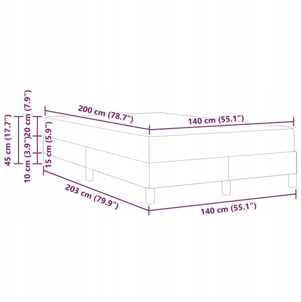 vidaXL Πλαίσιο κρεβατιού με στρώμα Γκρι 140 x 200 cm ύφασμα