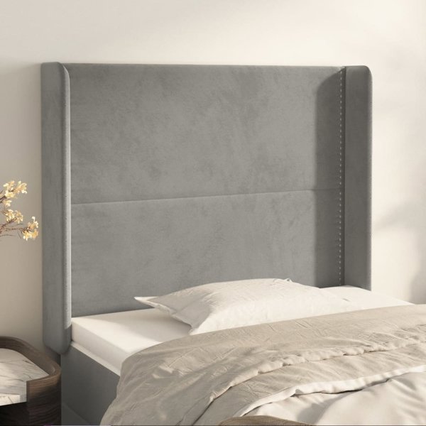 vidaXL Zaglowek uszak jasnoszary 103x16x118/128 cm aksamit
