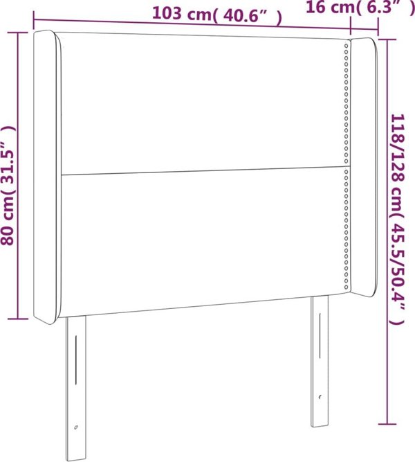 vidaXL Zaglowek uszak jasnoszary 103x16x118/128 cm aksamit