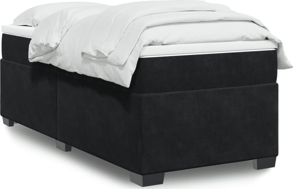 vidaXL Κρεβάτι Continental με Στρώμα, Μαύρο, Βελούδο, 90x190 εκ.