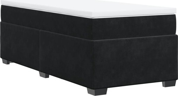 vidaXL Κρεβάτι Continental με Στρώμα, Μαύρο, Βελούδο, 90x190 εκ.