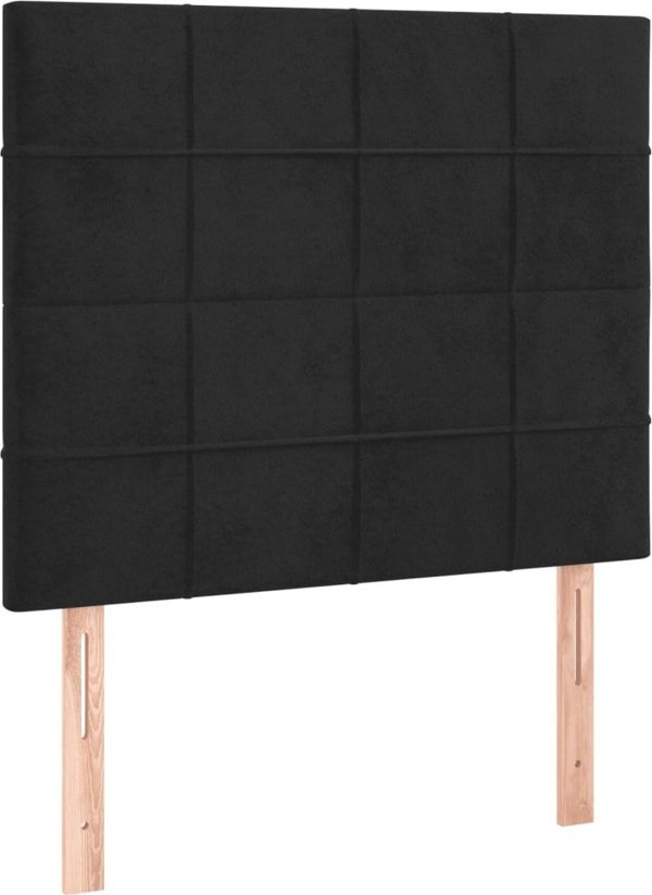 vidaXL Κρεβάτι κοντινεντάλ με στρώμα και LED, μαύρο velvet, 90x190 εκ
