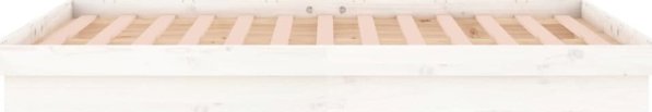 vidaXL Κρεβατι με LED, λευκο, 140x200 cm, μασιφ ξυλο