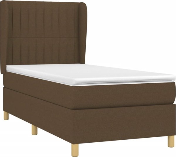 vidaXL Κρεβάτι kontynentalne με στρώμα, καφέ, ύφασμα, 90x200 εκ.