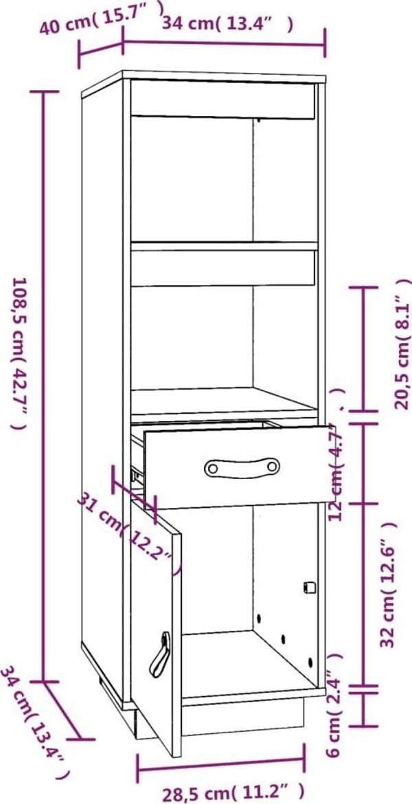 vidaXL Ράφι, γκρι, 34x40x108,5 εκ., από μασίφ πεύκο