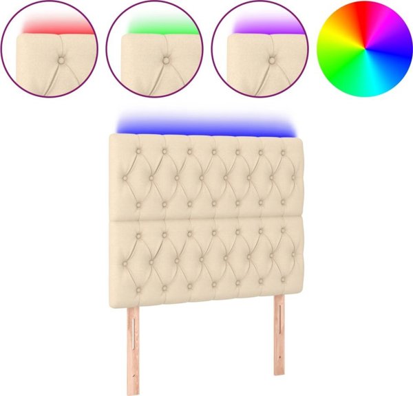 vidaXL Κεφαλάρι κρεβατιού με LED, εκρού, 90x7x118/128 εκ., ύφασμα