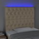 vidaXL Κεφαλάρι κρεβατιού με LED, εκρού, 90x7x118/128 εκ., ύφασμα