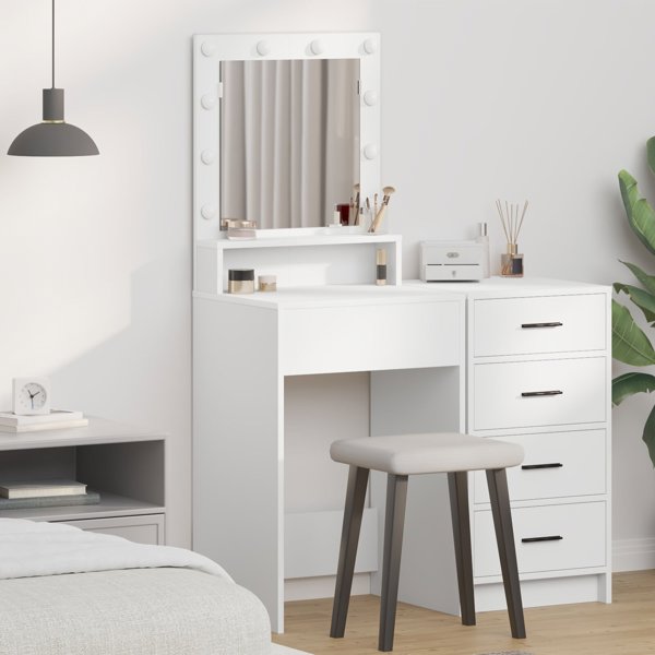 vidaXL Καθρέπτης από Λευκό Μηχανικό Ξύλο 50 x 41 x 135 cm