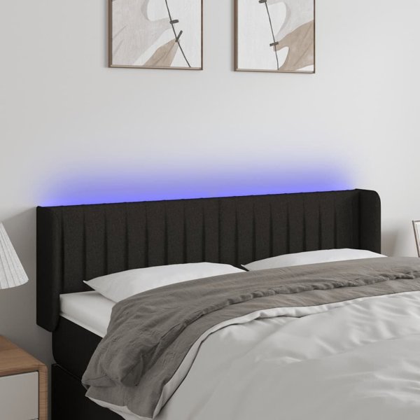 vidaXL Zaglowek do lozkou me LED, mavro, 147x16x78/88 cm, yfasma