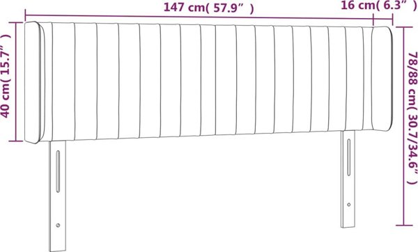 vidaXL Zaglowek do lozkou me LED, mavro, 147x16x78/88 cm, yfasma