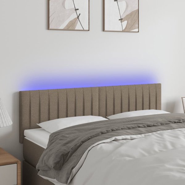 vidaXL Κεφαλάρι για κρεβάτι με LED, ταπτ, 144x5x78/88 cm, ύφασμα