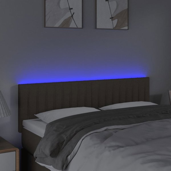 vidaXL Κεφαλάρι για κρεβάτι με LED, ταπτ, 144x5x78/88 cm, ύφασμα