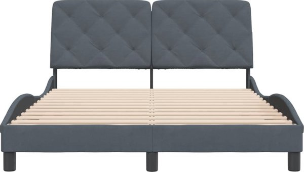 vidaXL Rama κρεβατιού με κεφαλάρι, σκούρο γκρι, 120x200 εκ., βελούδινη