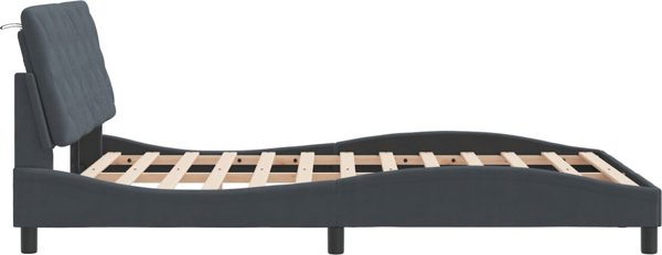 vidaXL Rama κρεβατιού με κεφαλάρι, σκούρο γκρι, 120x200 εκ., βελούδινη