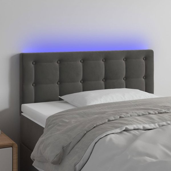 vidaXL Zaglowek do lozkou me LED, skouro gkri, 100x5x78/88 cm, aksamit