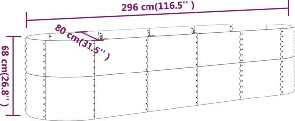 vidaXL vidaXL Donica ogrodowa, malowana proszkowo stal, 296x80x68 cm, szara
