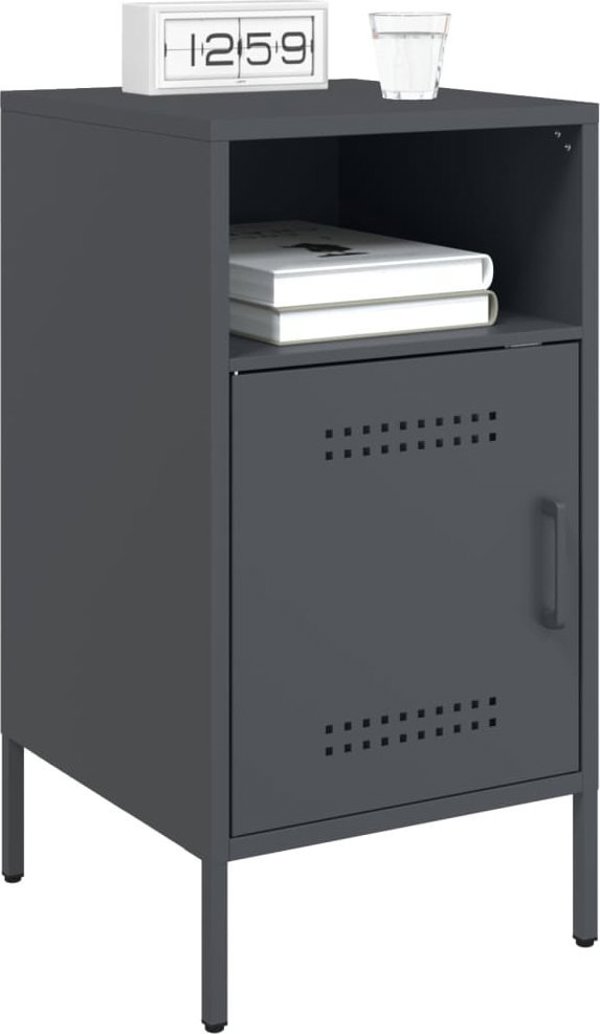vidaXL Szafka nocna, antracyt, 36x39x68 cm, stal