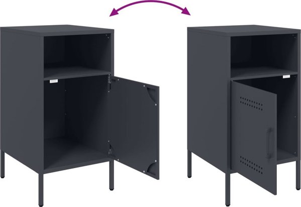 vidaXL Szafka nocna, antracyt, 36x39x68 cm, stal