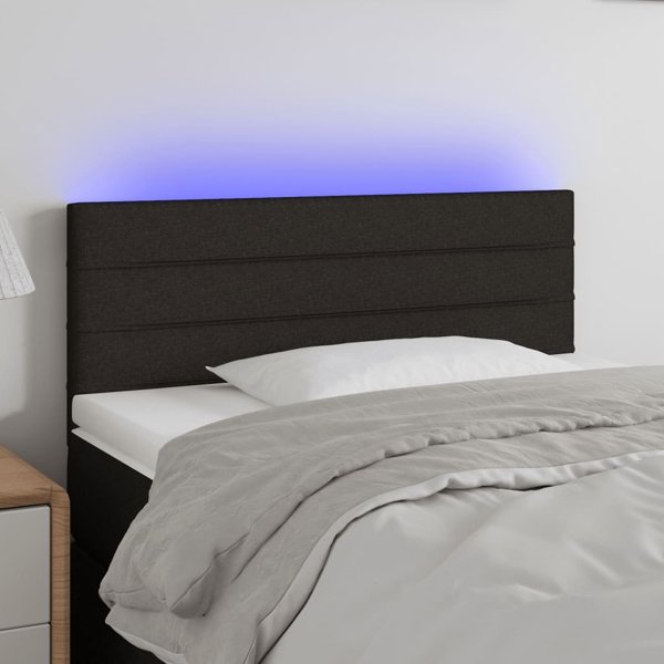 vidaXL Κεφαλάρι κρεβατιού με LED, μαύρο, 90x5x78/88 εκ., ύφασμα